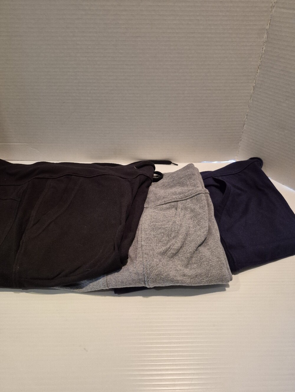 3 pairs New Tek Gear Women's Capri Shorts Gray, Black & Navy Size Med